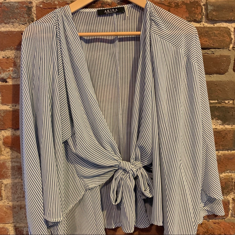AKIRA Blue and White Striped Top